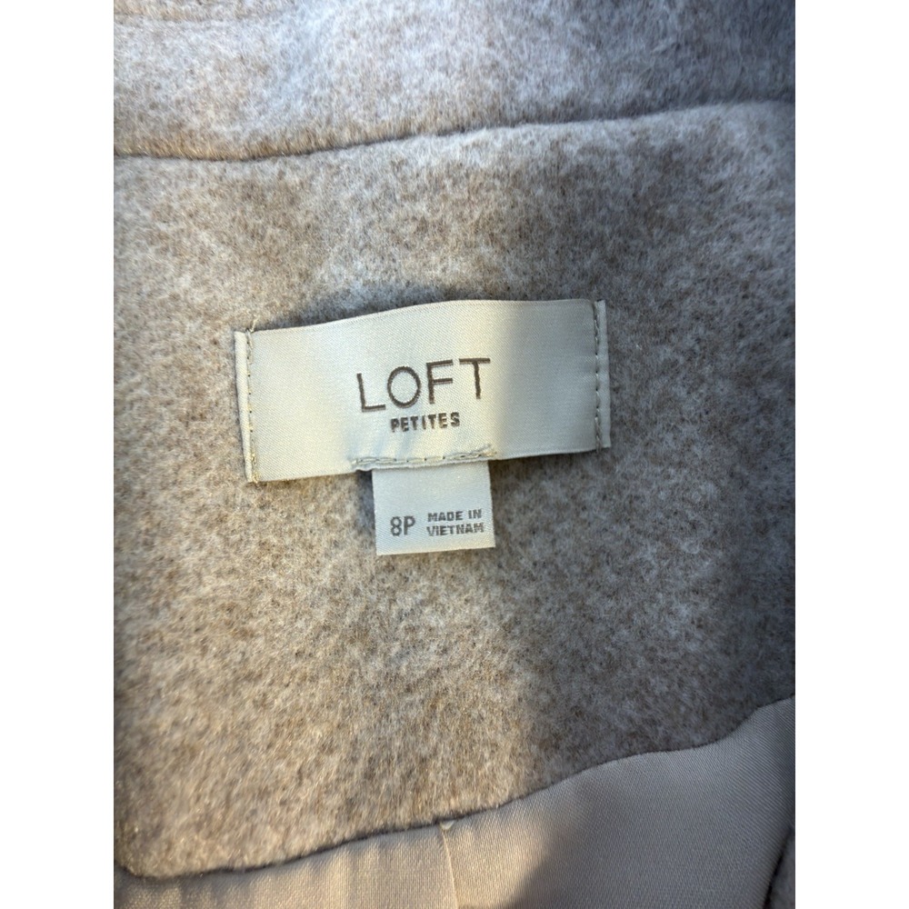 LOFT Petites Beige Double Breasted Blazer Pearl Button Jacket 8P - Picture 2 of 9